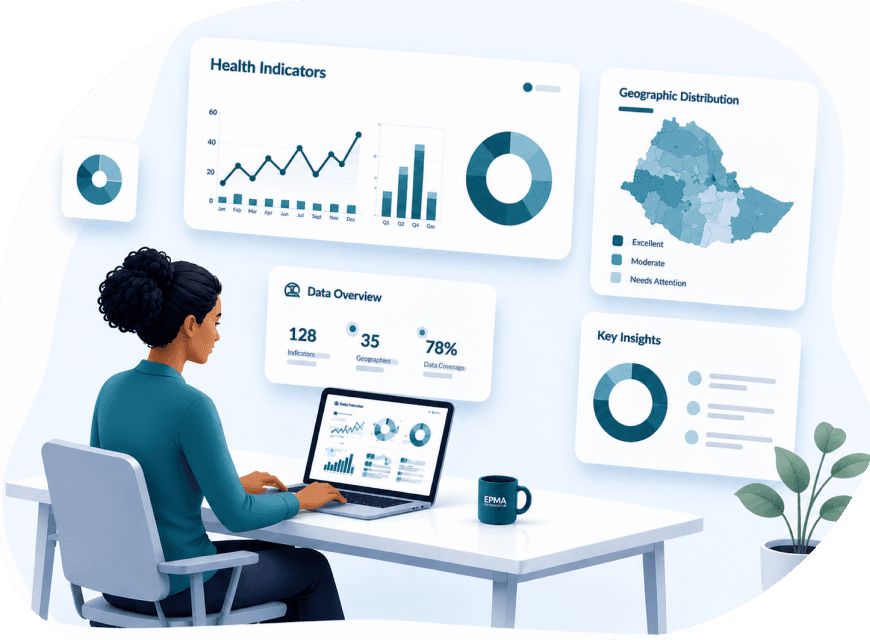 Researcher analysing Ethiopian health dashboards